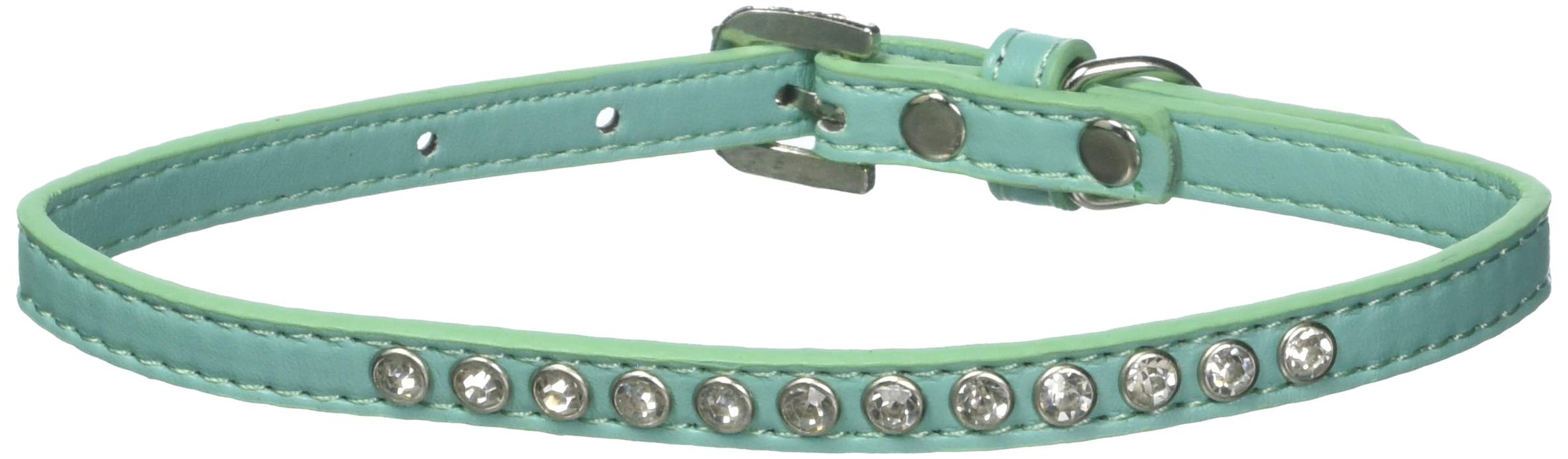 Mirage Pet Products Clear Crystal Puppy Dog Collar Size 16 Aqua