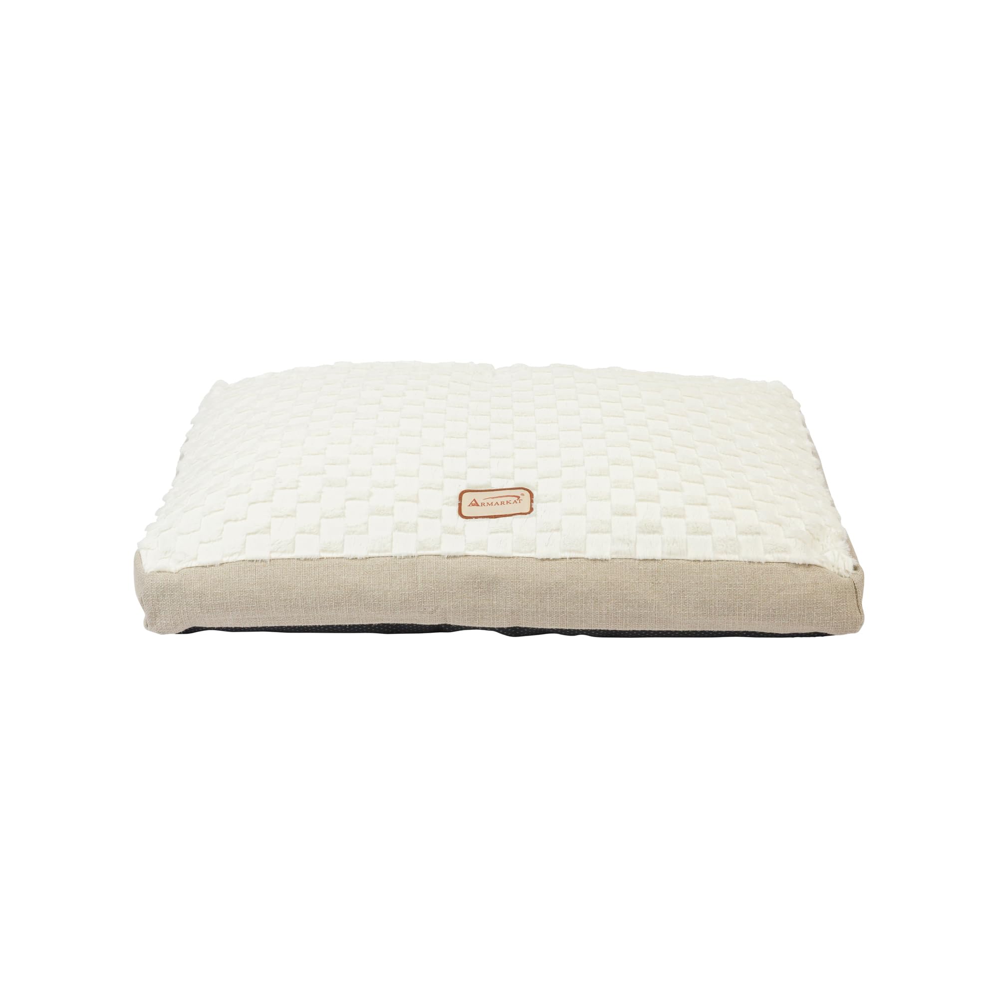Armarkat Mat Model M12HMB/MB-M Medium with Handle, Dog Crate Mat with Poly Fill Cushion & Removable Cover, Beige/White