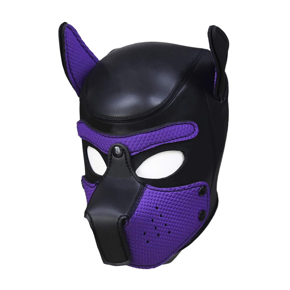 Quyuwowo Neoprene Dog Full Face Puppy Mask Removable Pup Hood Halloween Mask (Purple, Mask)