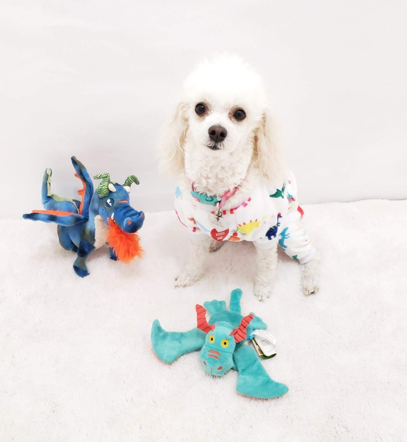 Cutebone Dinosaur Dog Pajamas Adorable Puppy Clothes Jumpsuit Pjs Pet Apparel Soft Fleece Cat Coat, Large P01L