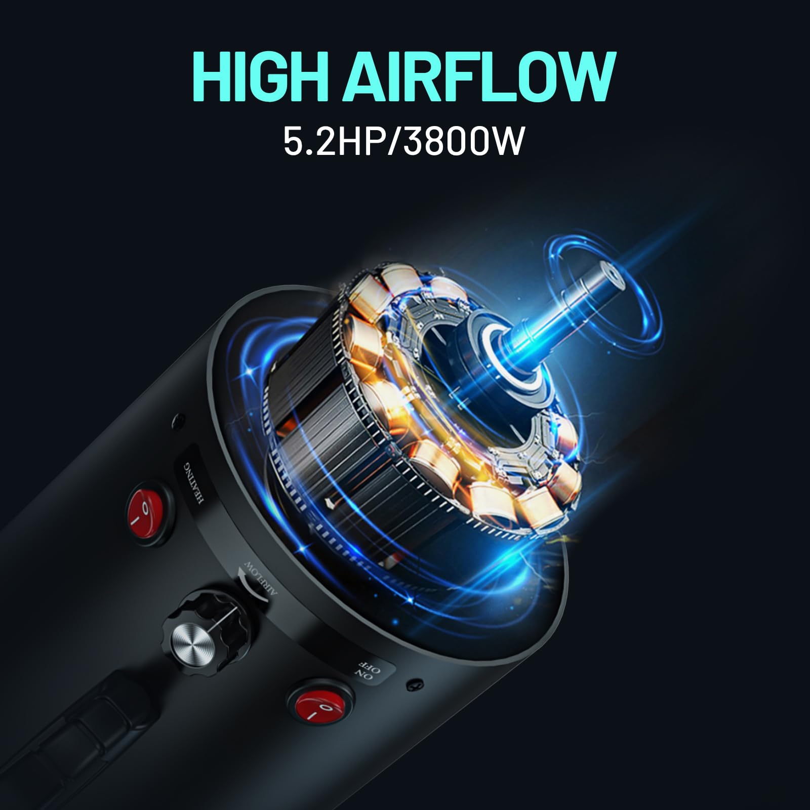 Dog Dryer High Velocity Dog Hair Dryer With 4 Nozzles 5.2Hp/3800W (Professional Super Cyclone), Stepless Adjustable Speed Temper