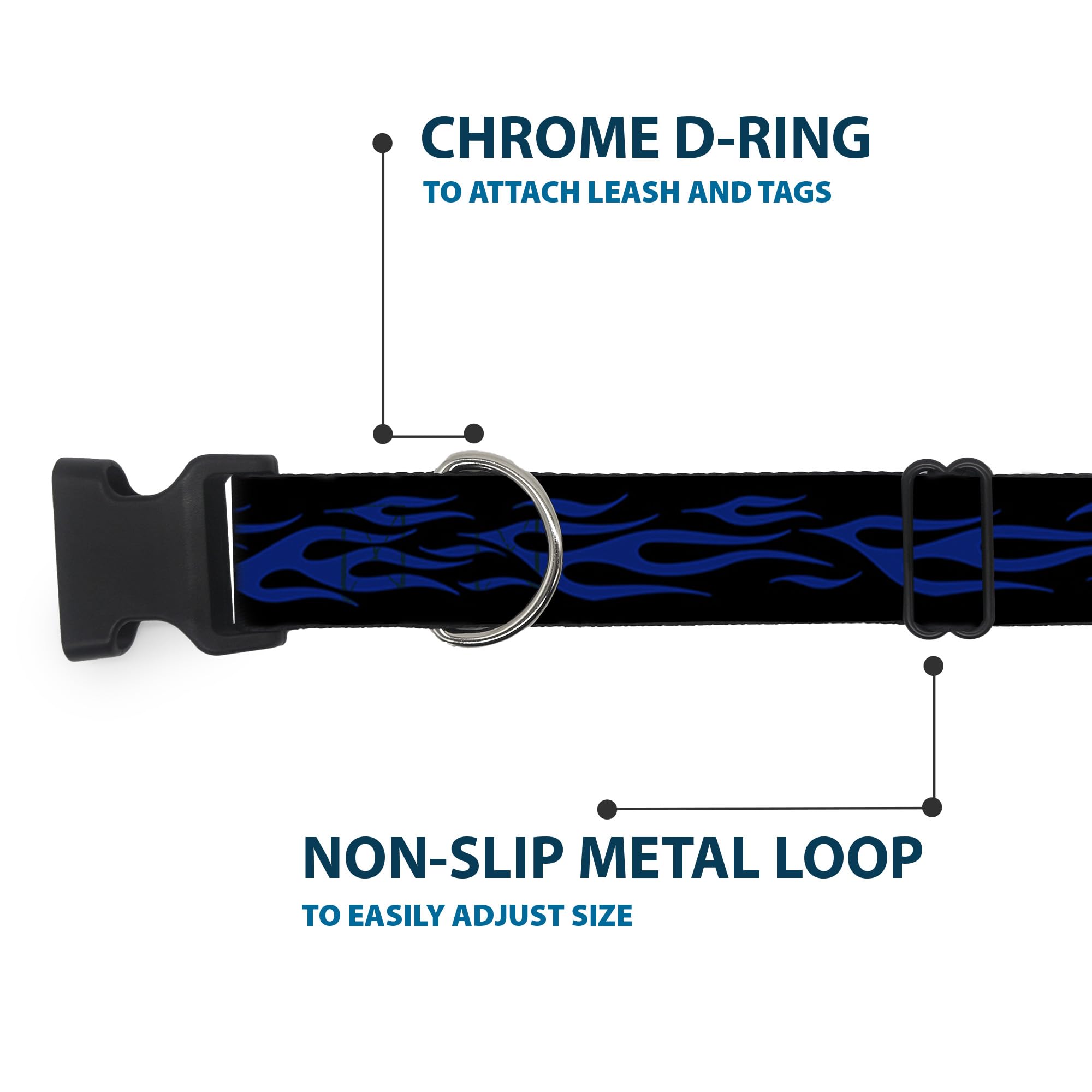 Buckle-Down Plastic Clip Collar - Flame Blue - 1.5 Wide - Fits 18-32 Neck - Large