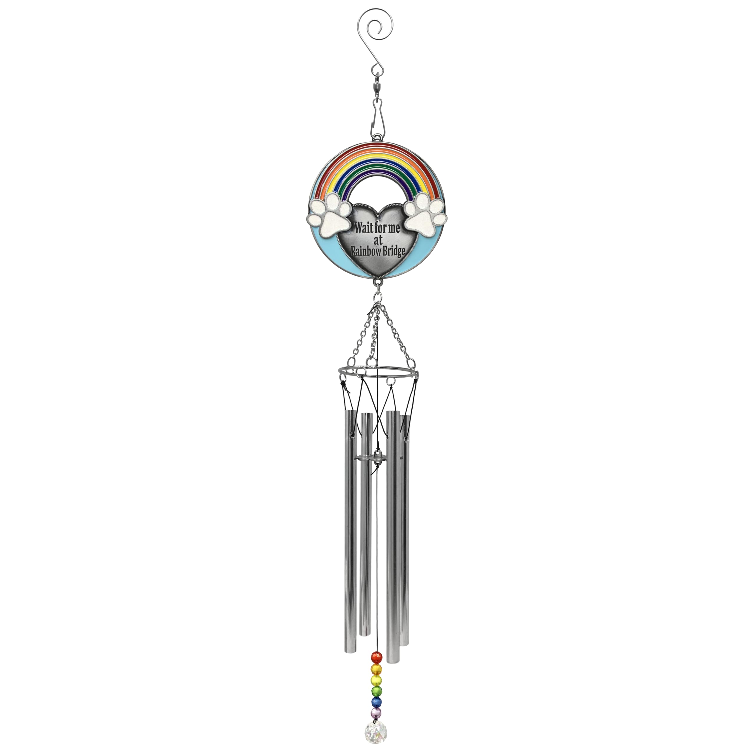 Rainbow Bridge Pet Memorial Windchime - Wait For Me At Rainbow Bridge - Loss Of A Pet Dog Or Cat Hang Near Your Pet'S Grave To Help You Remember Them Every Time The Wind Blows. 22' H