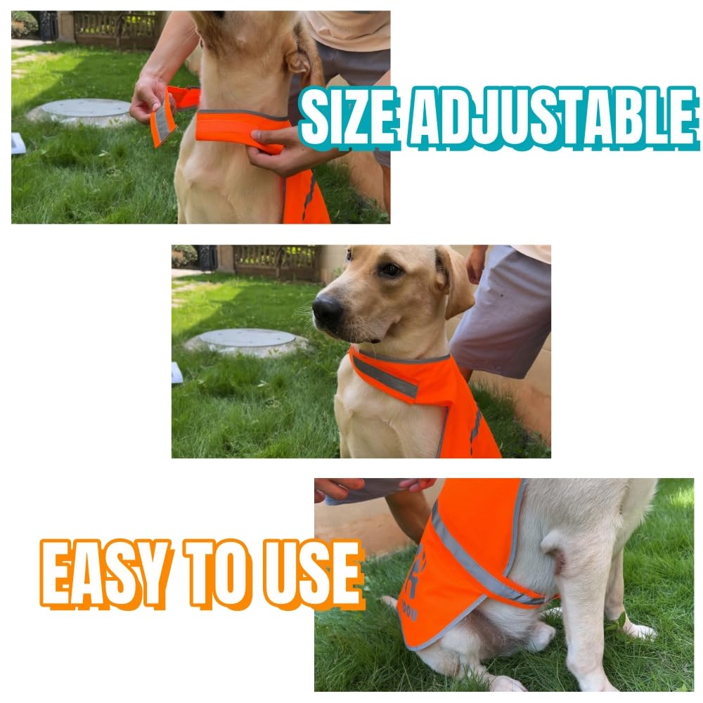Idou Orange Reflective Dog Safety Vest - High Visibility For Walking, Jogging & Training - Size Xl