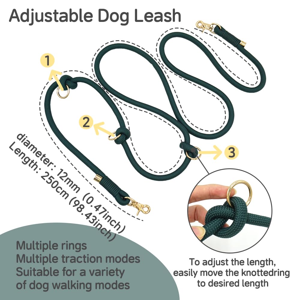 Leleteil Hands Free Dog Leash,Waist Leash For Dog Walking,Slip Leads For Dogs(Forest Green)