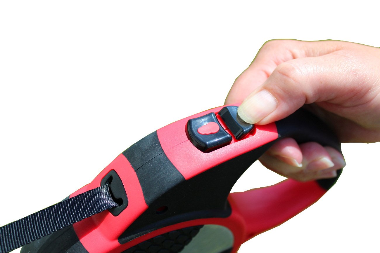 Alcott Kong Terrain Retractable Dog Leash, Small, Red, 16 Long