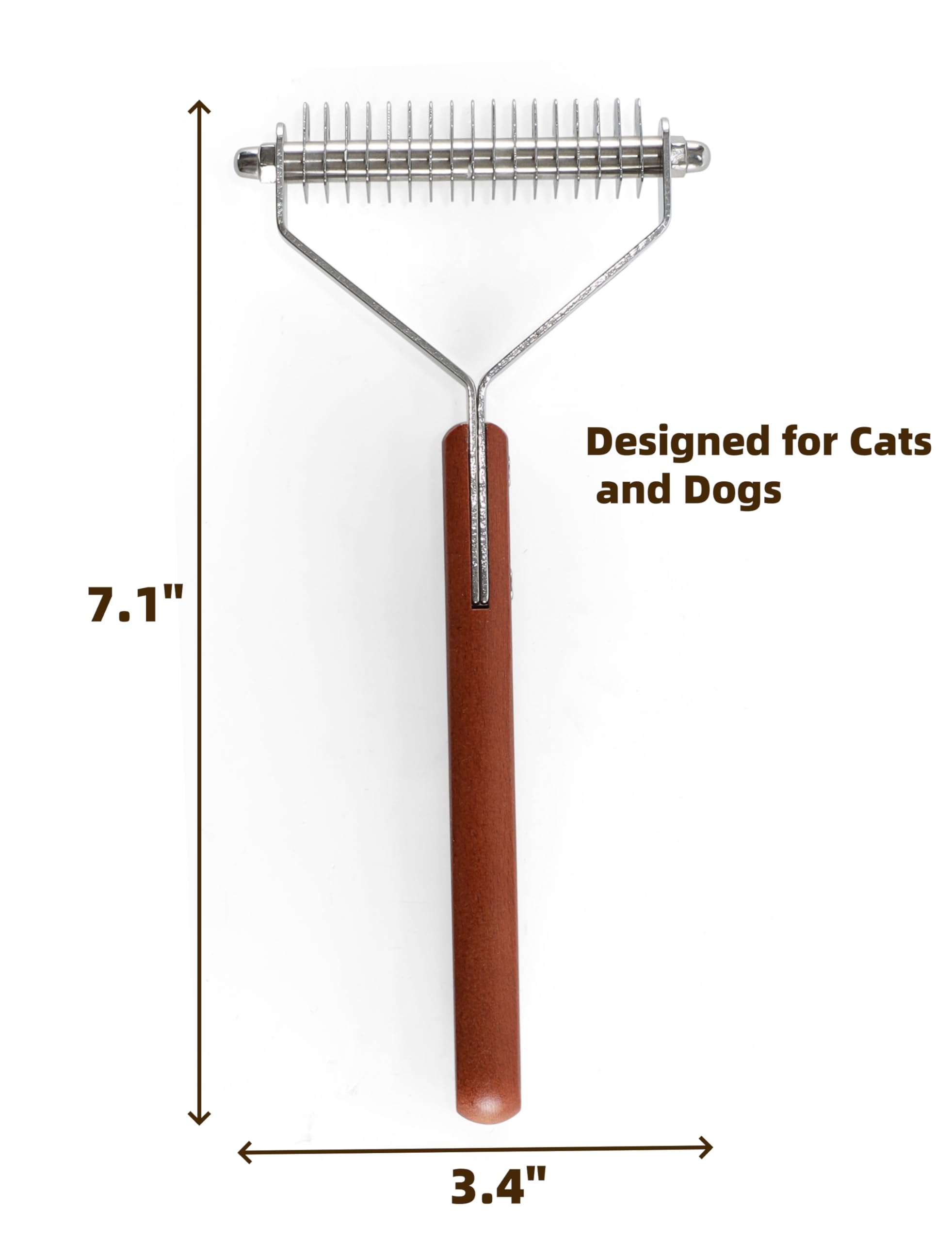 Vimfashi Dog Undercoat Rake Cat Grooming Rake with Wooden Handle Dematting Undercoat Brush for Medium Hair Coat Rake for Dogs Kn