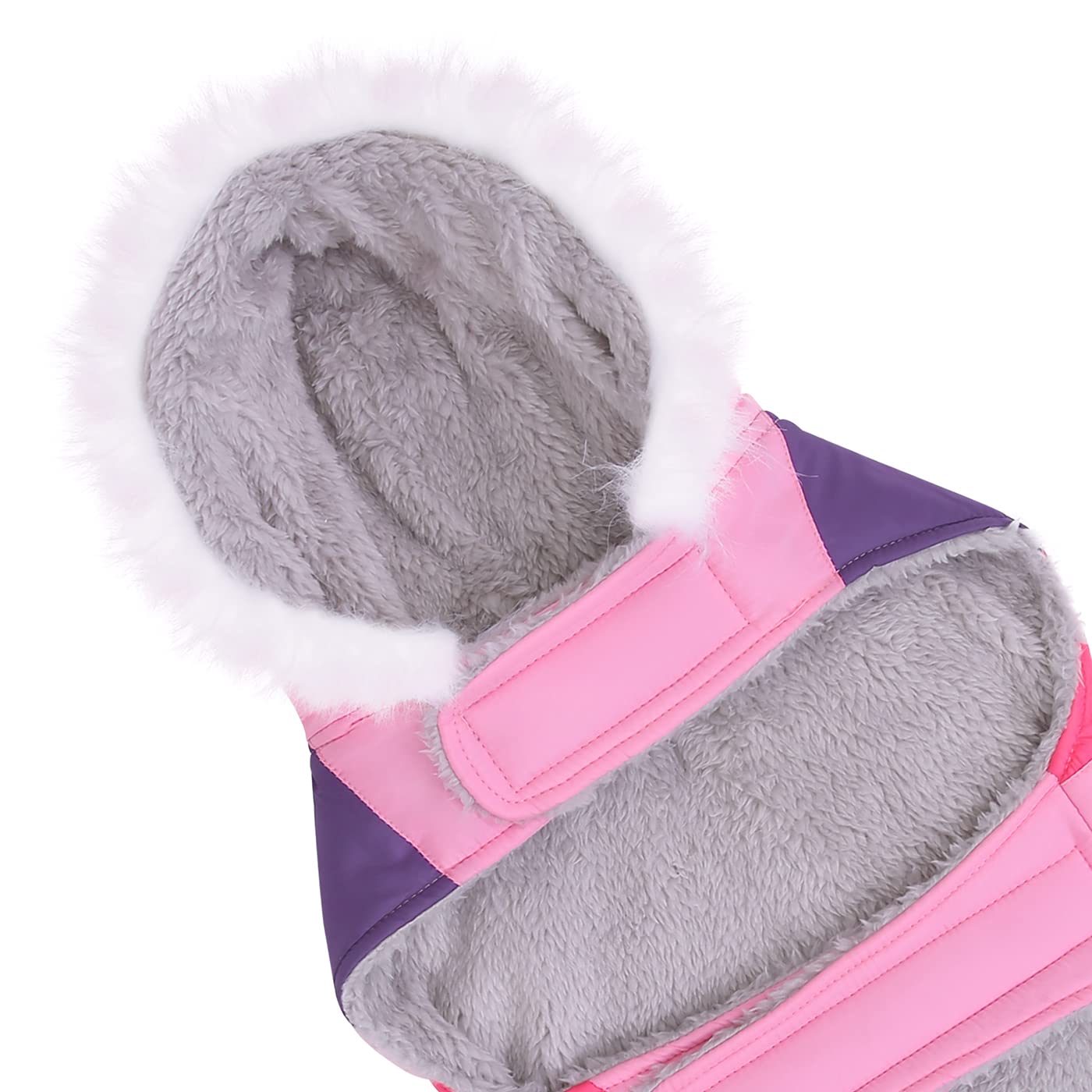 Hde Dog Puffer Jacket Fleece Lined Warm Dog Parka Winter Coat With Harness Hole Pink Stripe - Xxl