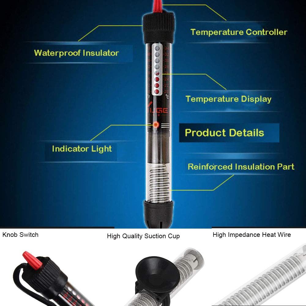 Moduoduo Aquarium Heater Submersible Betta Fish Tank Heater With Suction Cups Auto Thermostat Heater Marine Saltwater And Freshw
