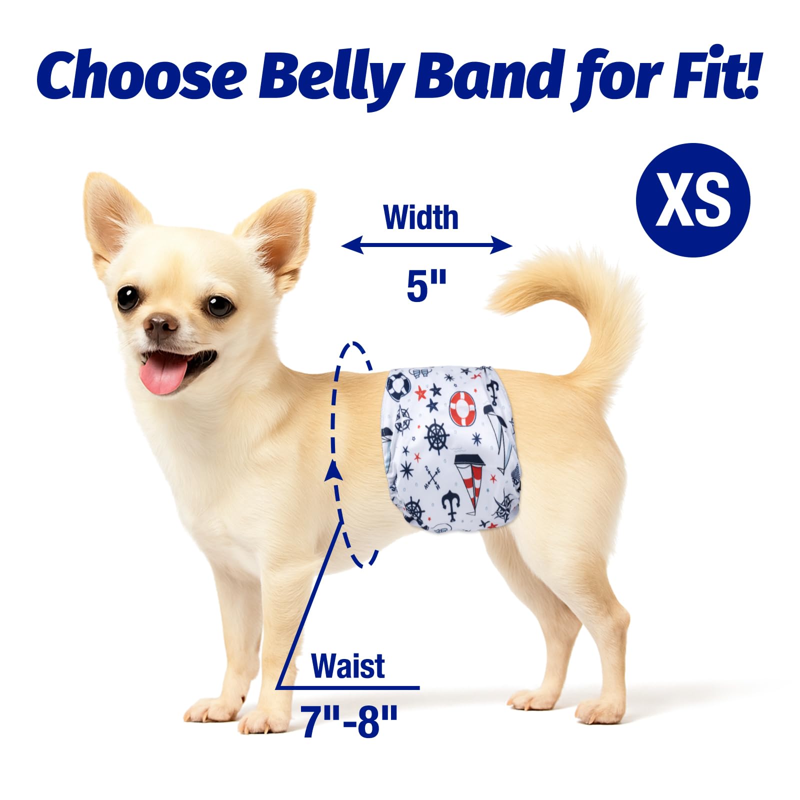 Pet Soft Dog Belly Bands - Washable Dog Diapers Belly Band For Male Dogs, Reusable Male Dogs Wraps 3Pack For Doggy Puppy(Sailor,