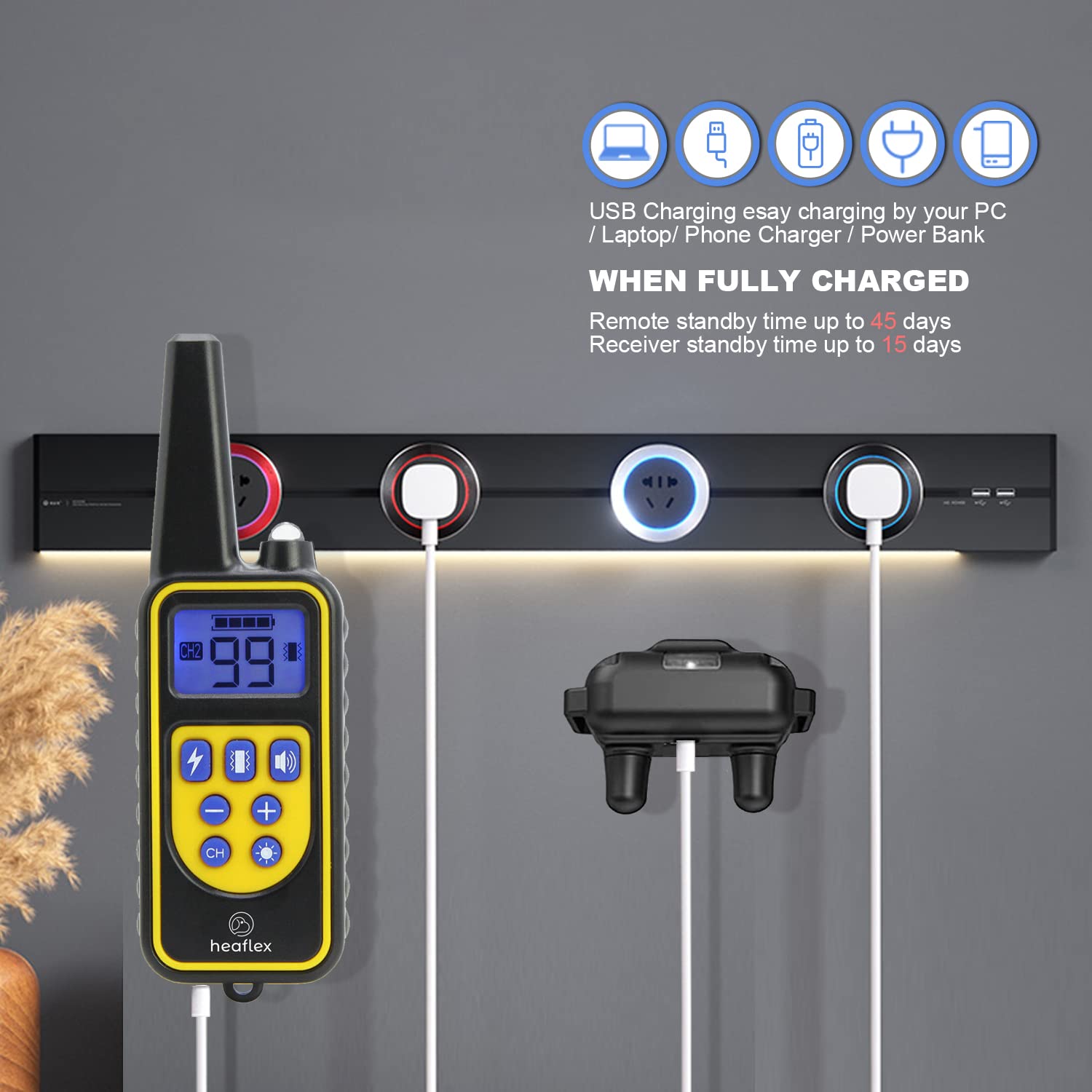 Heaflex Electric Dog Training Collar With Remote 1640Ft, E-Shock, Safe Training Modes, Rechargeable Ip67 Waterproof Collars For 2 Dogs