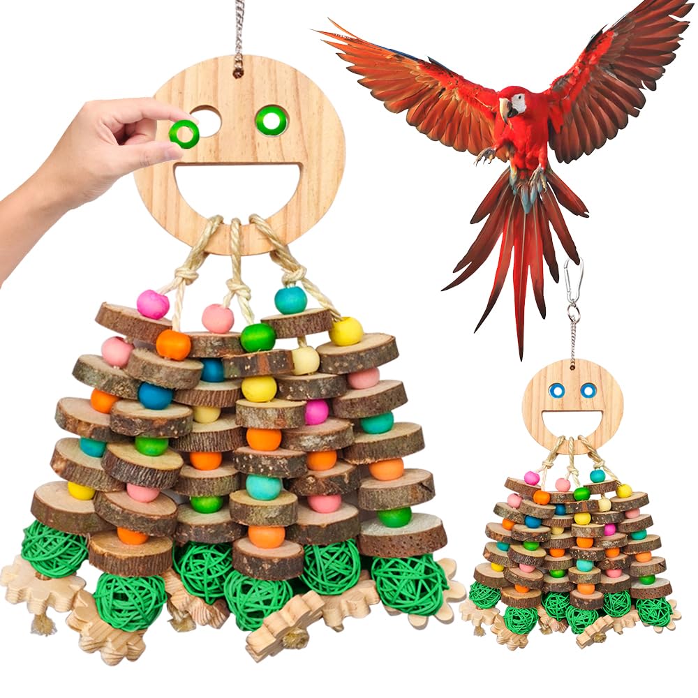 Wqy Groceryshop Large Parrot Toys, Multi-Color Wooden Block With Halloween Shape Bird Chewing Toy For Macaws, Cockatoos, African