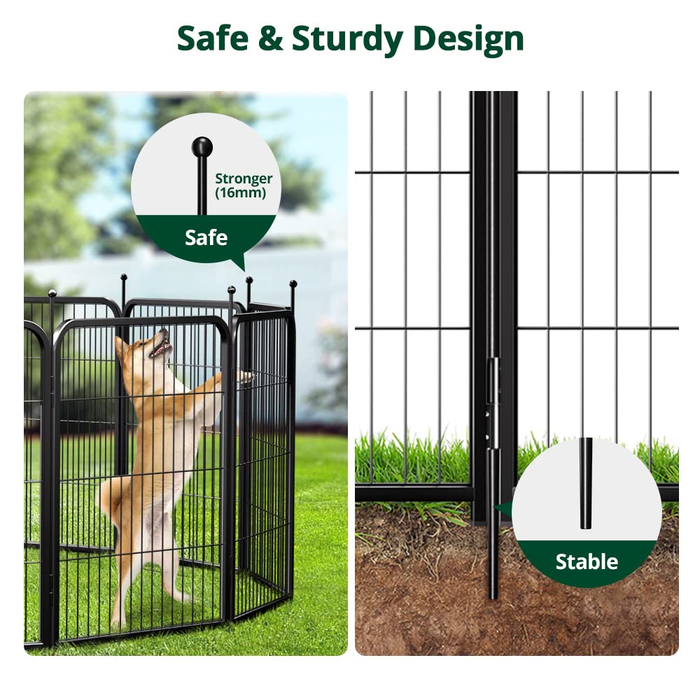 PawGiant Dog Fence Playpen 24   /32   /40    Indoor Outdoor for Small/Medium/Large Dogs, Metal Pet Puppy Cat Exercise Fencing Ga