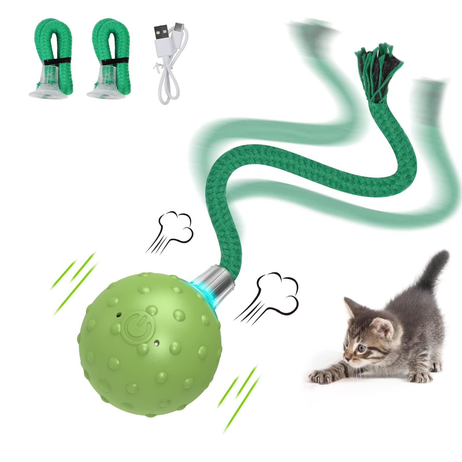 Interactive Cat Toys For Bored Indoor Adult Cats, Automatic Fast Move On Carpet, Bird Chirping & Motion Activated Cat Ball
