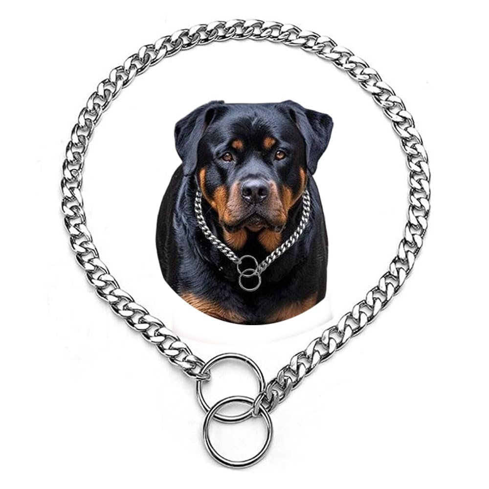 Choke Collar For Dogs Large Breed, Dog Chain Collars Slip P Chain Choke Metal Link Training Heavy Duty Martingale Dog Collar For