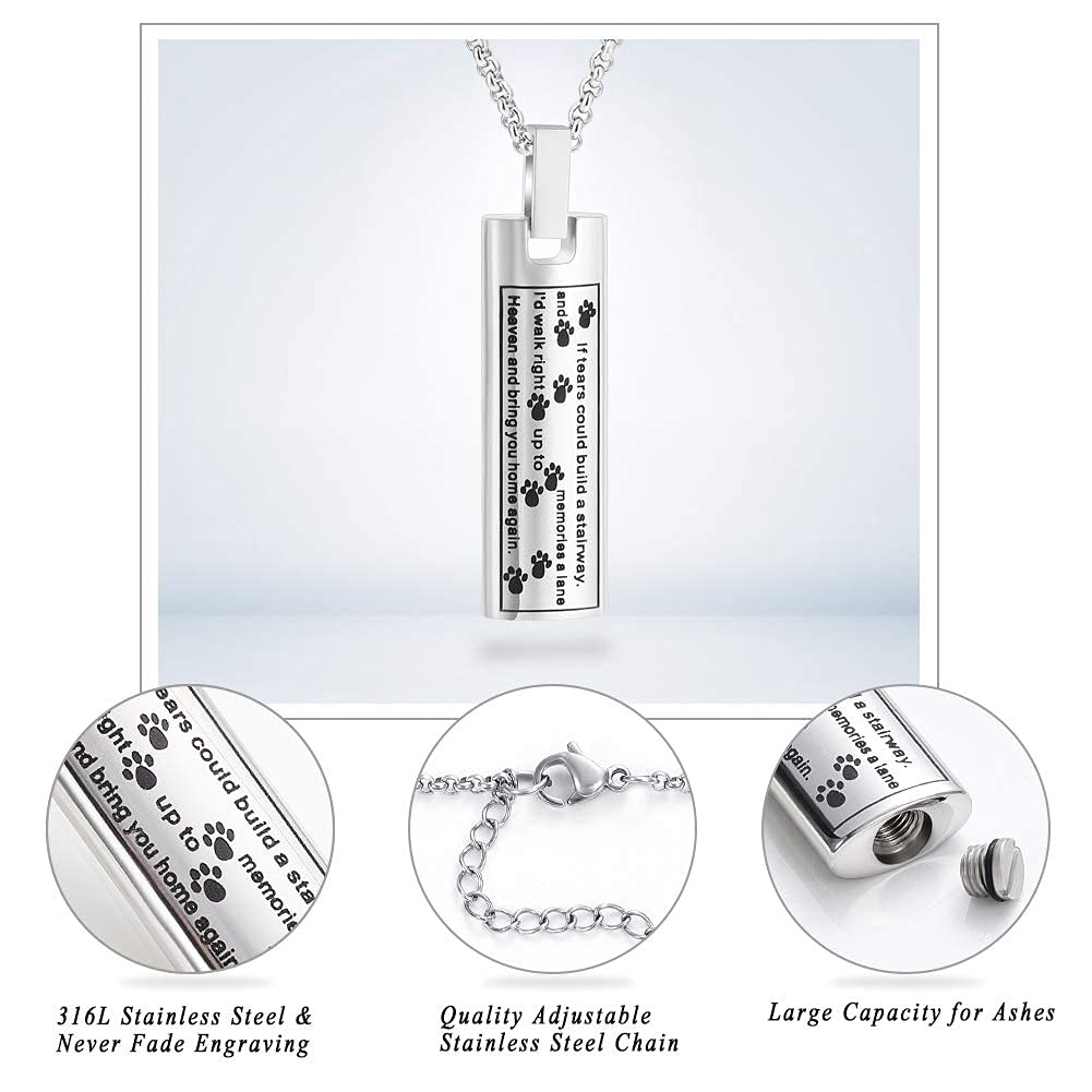 Hearbeingt Cremation Jewelry Urn Necklace For Ashes, Pet Paw Print Memorial Pendant For Dog Cat Ashes Keepsake Locket For Men For Women