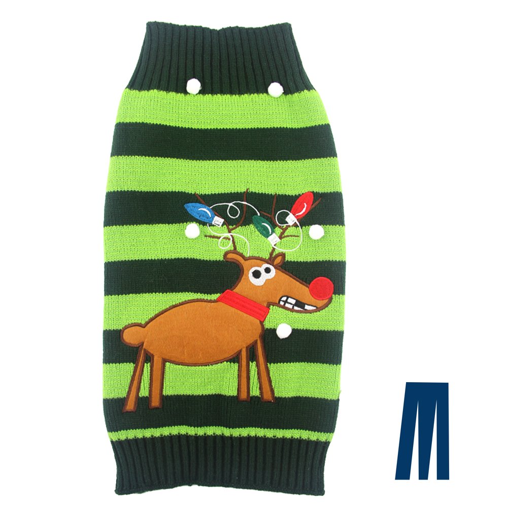 Mikayoo pet Sweater for Small Dog/cat,Ugly Sweater,Color Horizontal Stripes,Christmas Holiday Xmas, Elk Series, Reindeer Series,