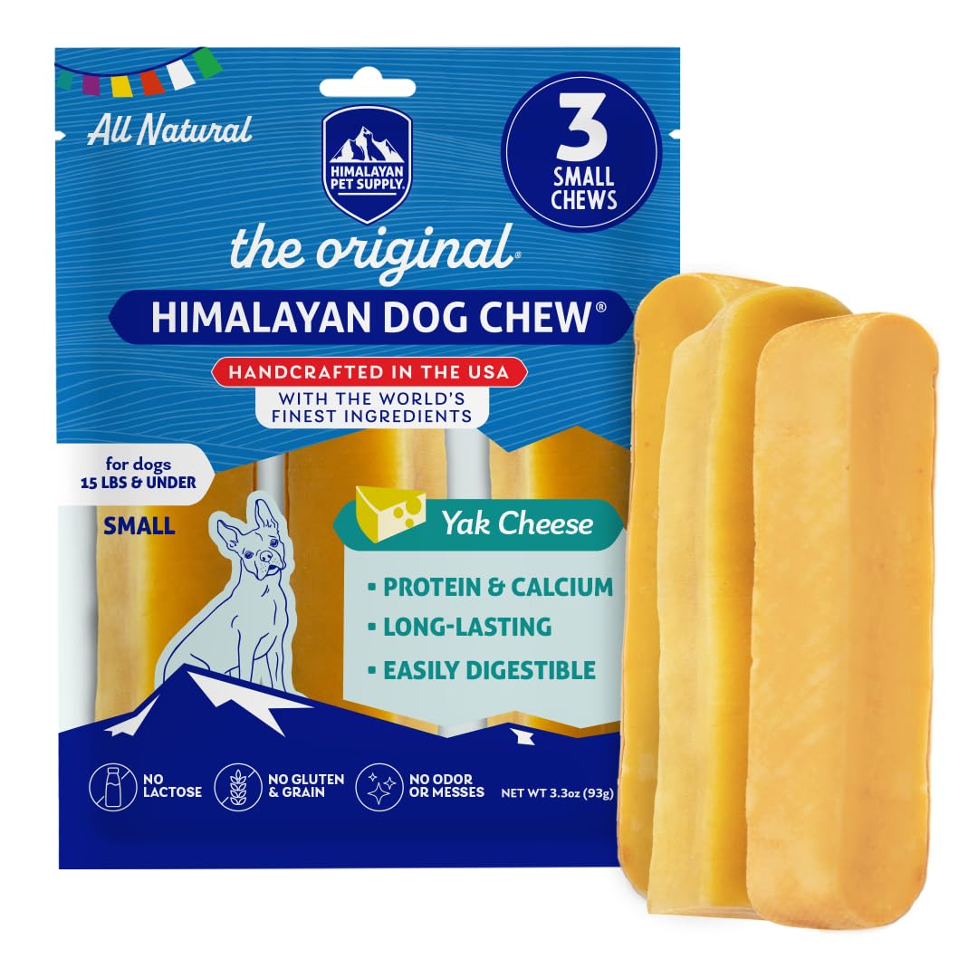 Himalayan Dog Chew Original Yak Cheese Dog Chew, 3 Small Sticks, 1.1 Oz, Gluten Free, Healthy Dog Treats, Grain & Lactose Free 100% Natural, Long Lasting Dog Chews For Dogs Under 15 Lbs