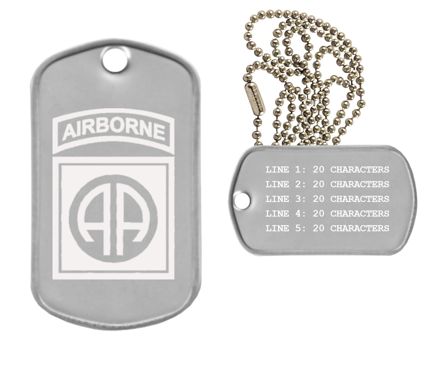 82Nd Airborne Military Dog Tag Necklace - Custom Engraved - Made In Usa