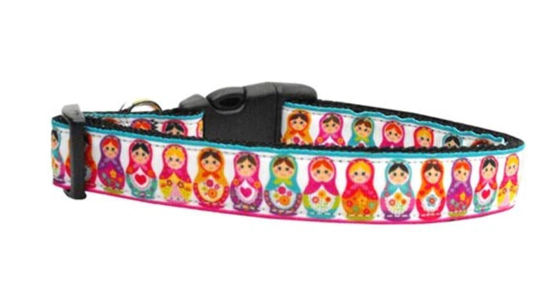 Pet Dog & Cat Nylon Collar or Leash, &quot;Pretty Nesting Dolls&quot; 5/8&quot; w x 4 ft. leash