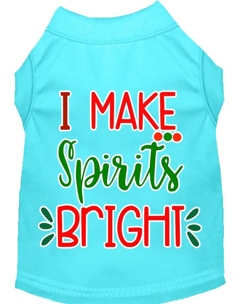 Christmas Pet Dog & Cat Shirt Screen Printed, &quot;I Make Spirits Bright&quot; Red SM (3-6 lbs.)