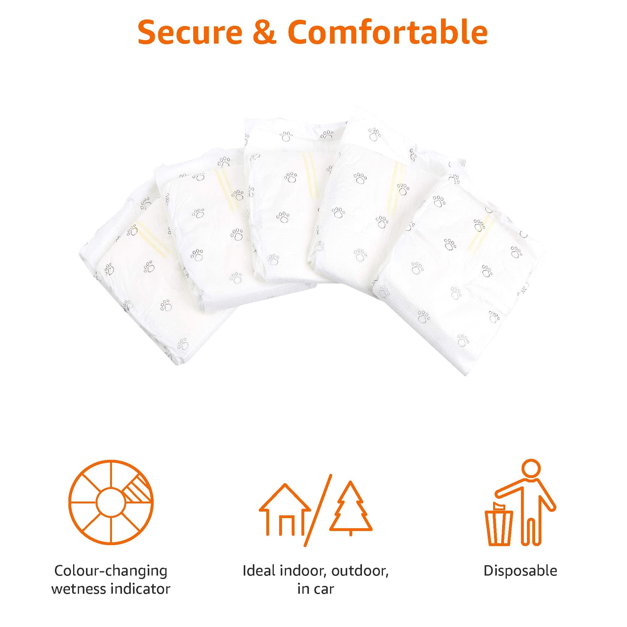 Amazon Basics Male Dog Diapers, 30 Count, Small, Ultra Absorbent Disposable Wrap With Secure Fit, Leakproof And Comfortable