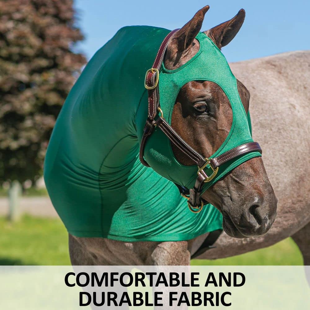 UltraFlex Horse Sleazy Slickers | Horse Protection Slinky | Dirt & Dust Defense | Pull-On Hood (Original) | Color Green | Size M
