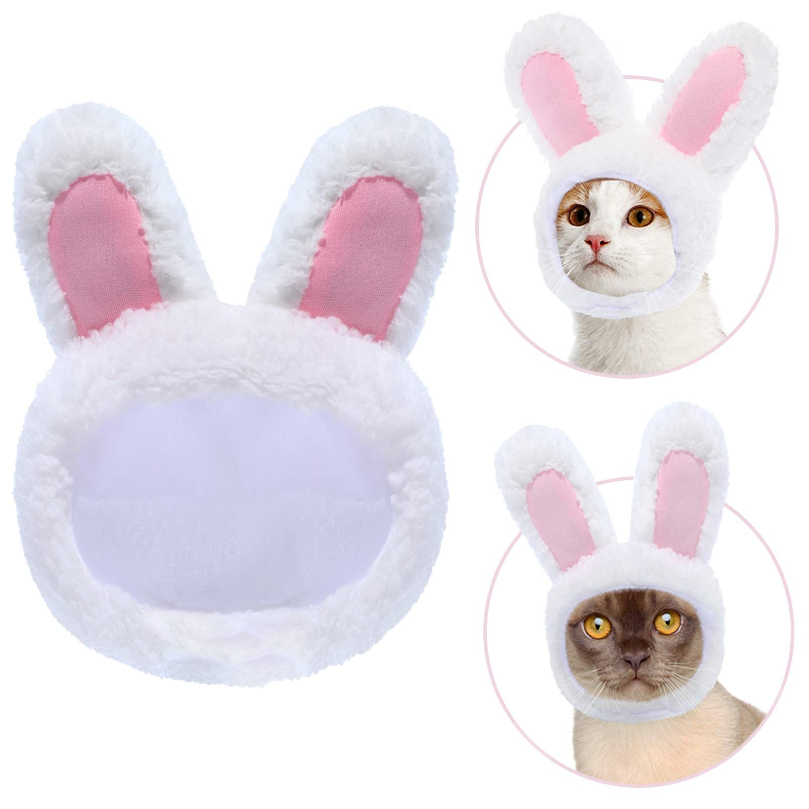 2 Pieces Easter Cat Costume Easter Pet Cap Bunny Rabbit Hat With Ears For Cats And Small Dogs Pets Costume Accessories