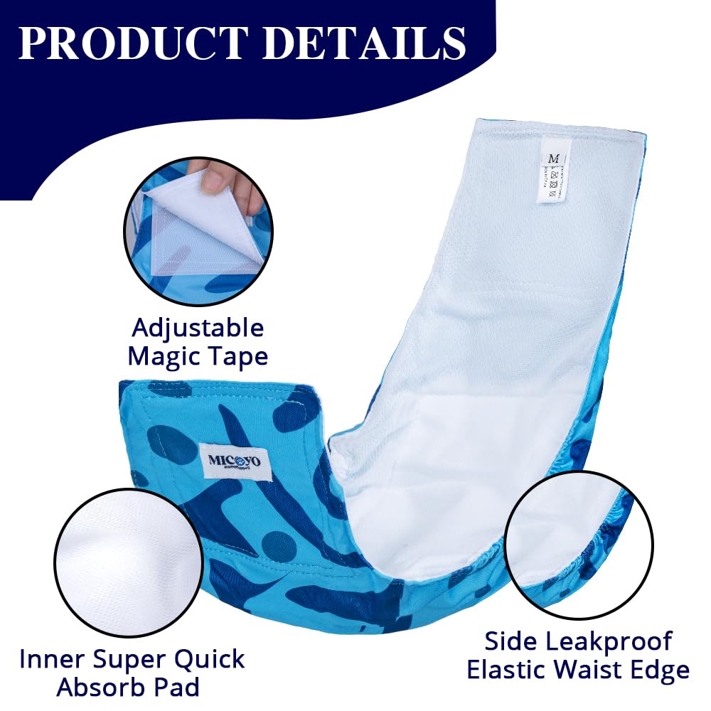 Micooyo Belly Bands For Male Dogs, 3 Pack Reusable Dog Diapers Male For Puppy Doggie, Washable Male Dog Wraps (M, Rainforest)