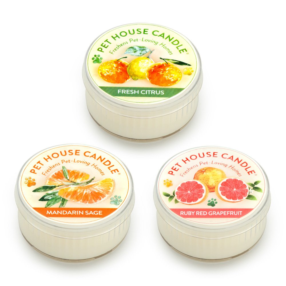 One Fur All Pet House Mini Candles Made With Natural Soy Wax, Plant Based, Pet Friendly Scented Candles, Citrus Variety Pack Of 