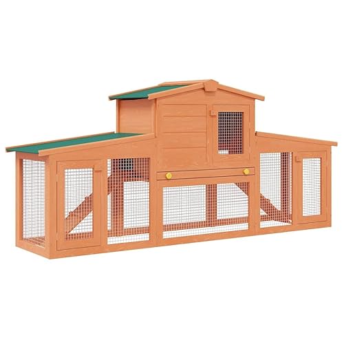 vidaXL Large Wooden Rabbit Hutch with 2 Runs - Sturdy Small Animal Pet Cage with Weatherproof Design and Easy-Clean System, Perfect for Rabbits and Other Small Pets