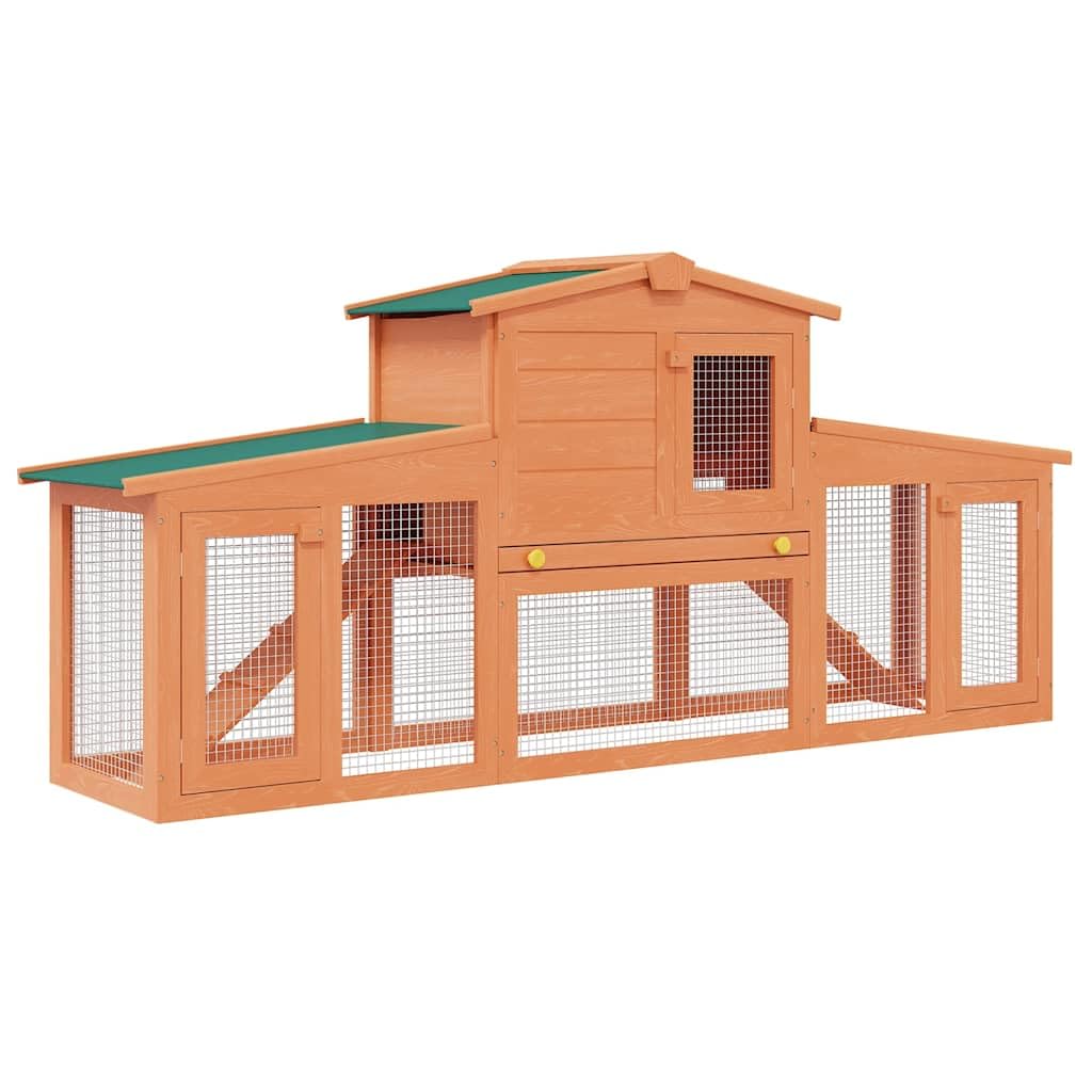 vidaXL Large Wooden Rabbit Hutch with 2 Runs - Sturdy Small Animal Pet Cage with Weatherproof Design and Easy-Clean System, Perfect for Rabbits and Other Small Pets