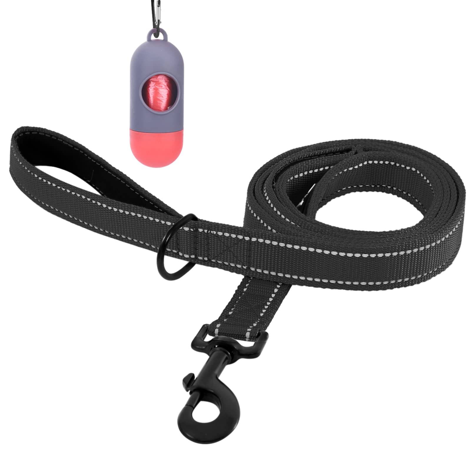Bolux 3M Reflective Dog Leash 5Ft Long With Traffic Padded Handle, Heavy Duty, Double Handle Lead For Greater Control Safety Tra