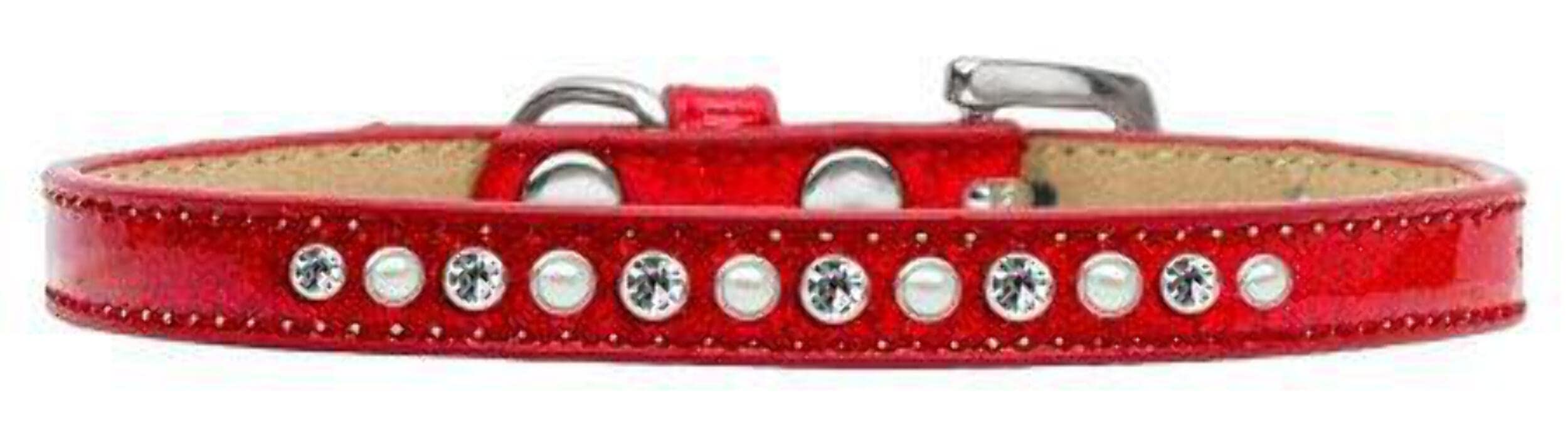 Dog, Puppy and Pet Ice Cream Collar, Pearl & Clear Crystal Rimsets Red 10
