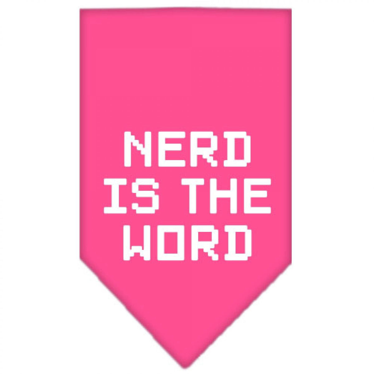 Pet and Dog Bandana Screen Printed, &quot;Nerd Is The Word&quot; Bright Pink Small