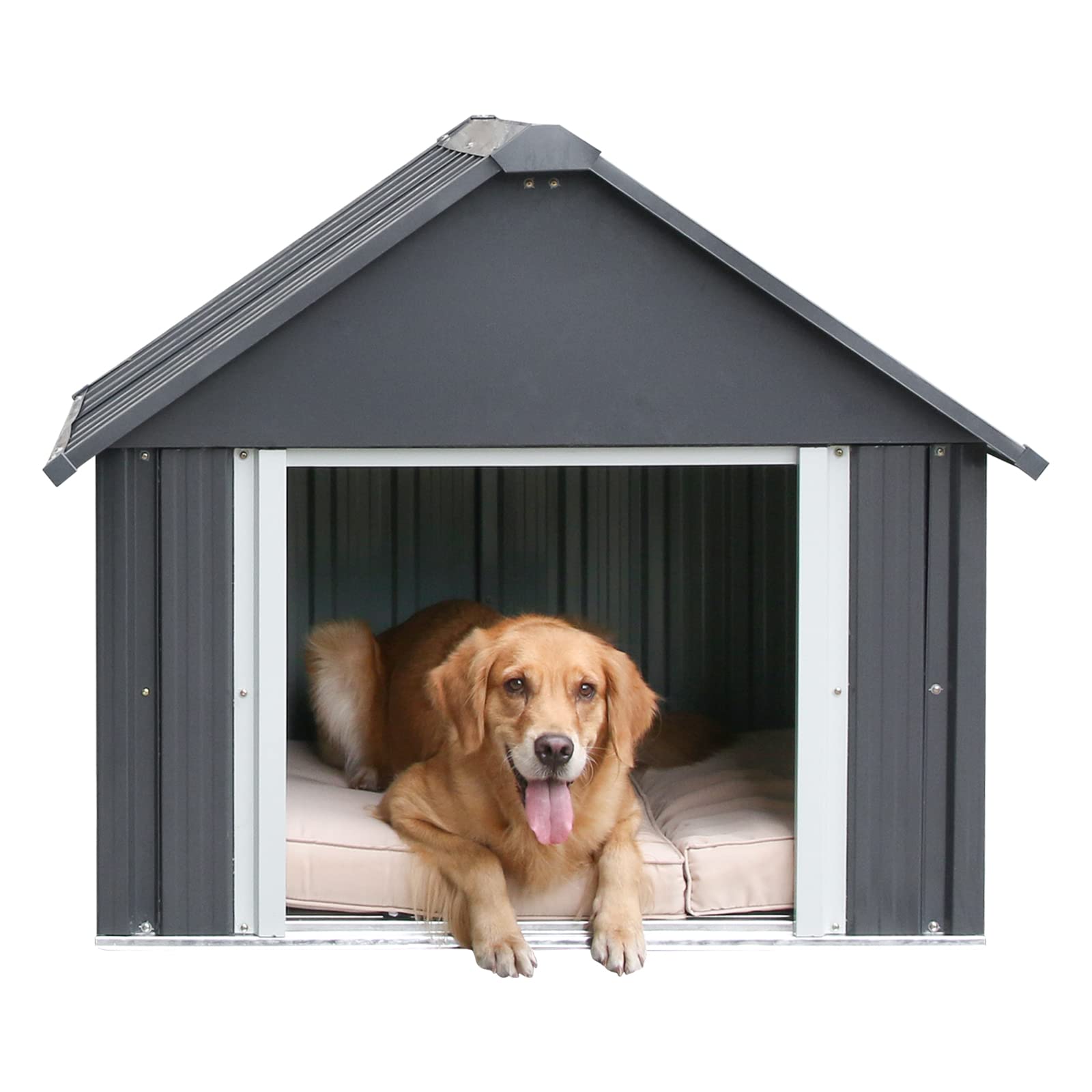 Rypetmia 34 X 38 X 35 Inches Dog House, Indoor Outdoor Doghouse For Medium Large Dogs, Weatherproof Puppy Shelter Sturdy And Lon