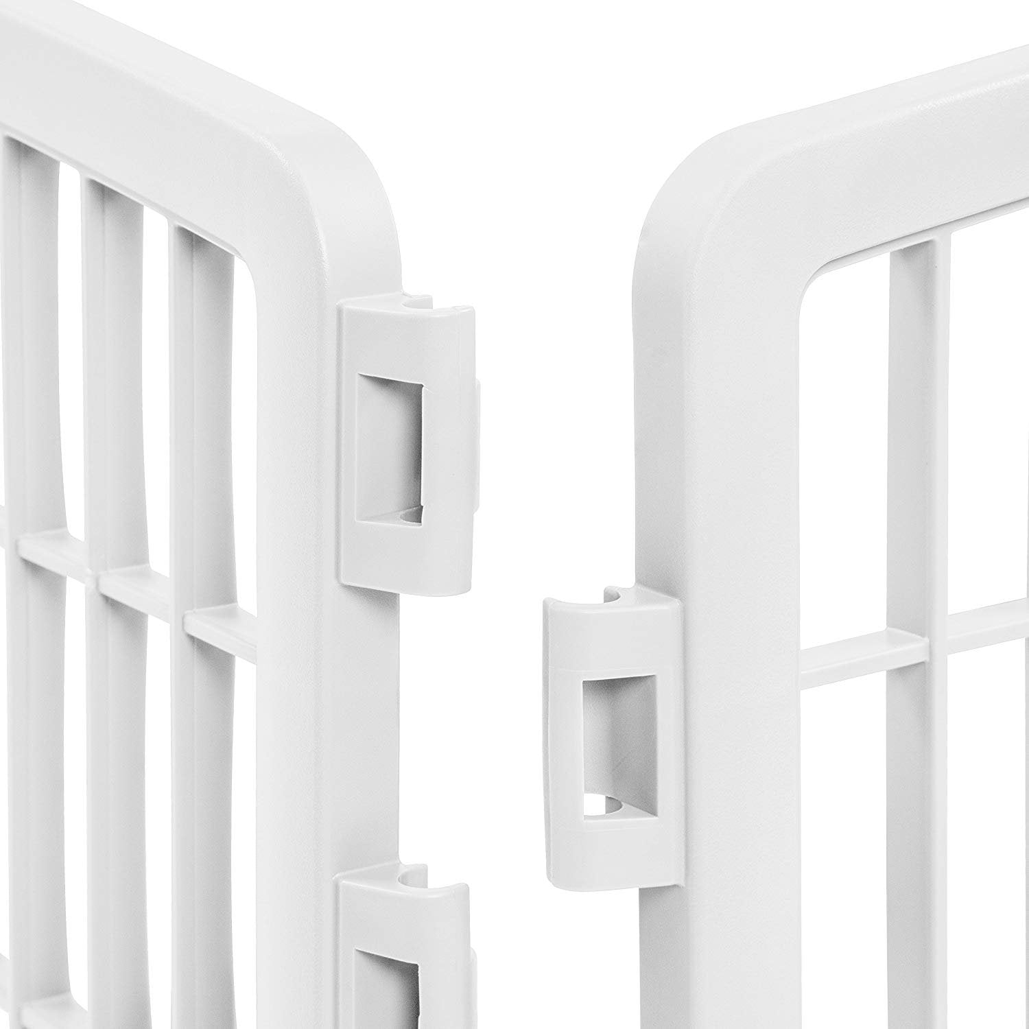 IRIS USA Dog Playpen, 4-Panel 24 Pet Playpen, Puppy Playpen, Indoor/Outdoor Dog Pen, 35 x 35 x 24, Foldable, Customizable, White