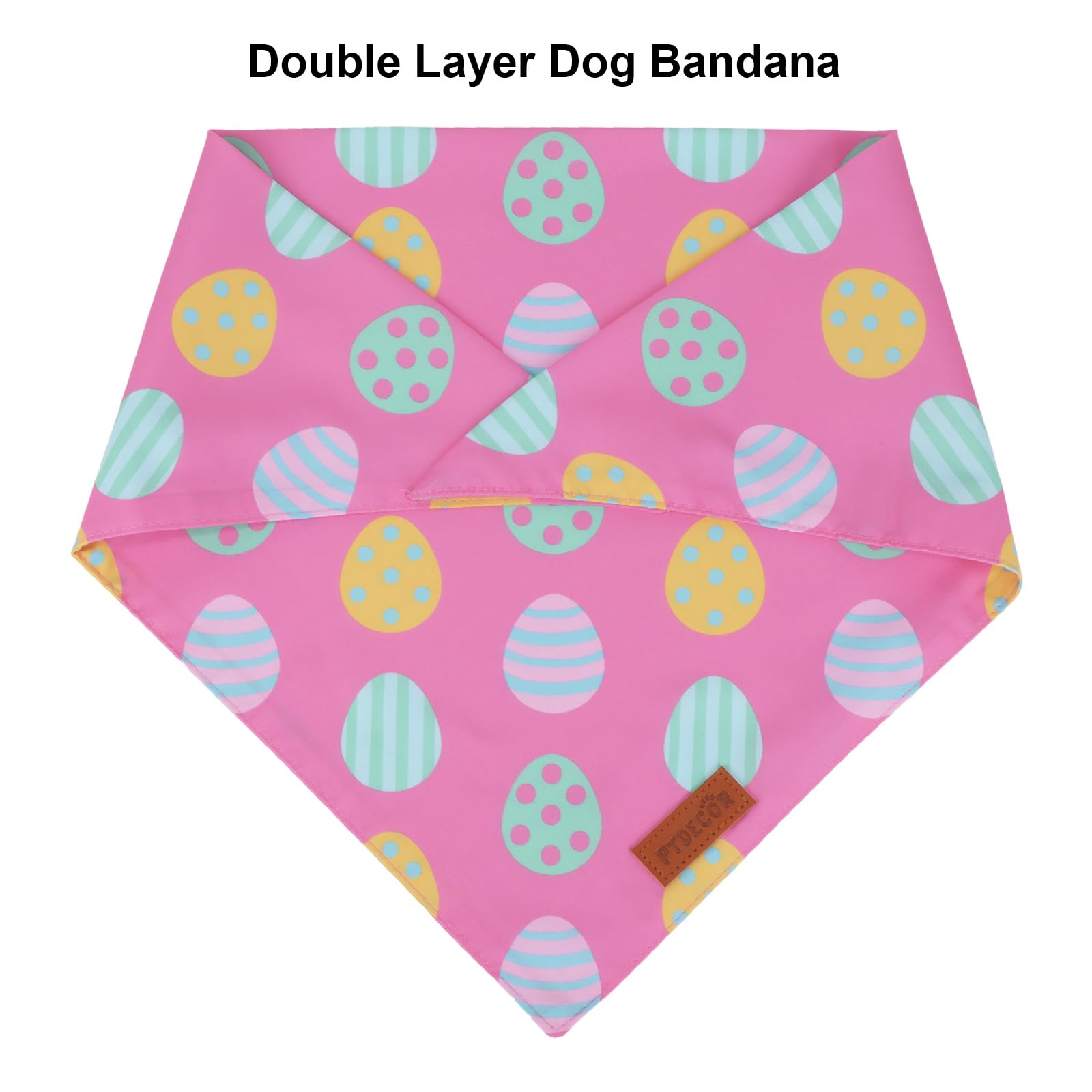 Ptdecor Easter Dog Bandana, Reversible Holiday Easter Dog Scarf, Multi Size, Pink Female Bandanas For Medium Large Pets (Large)
