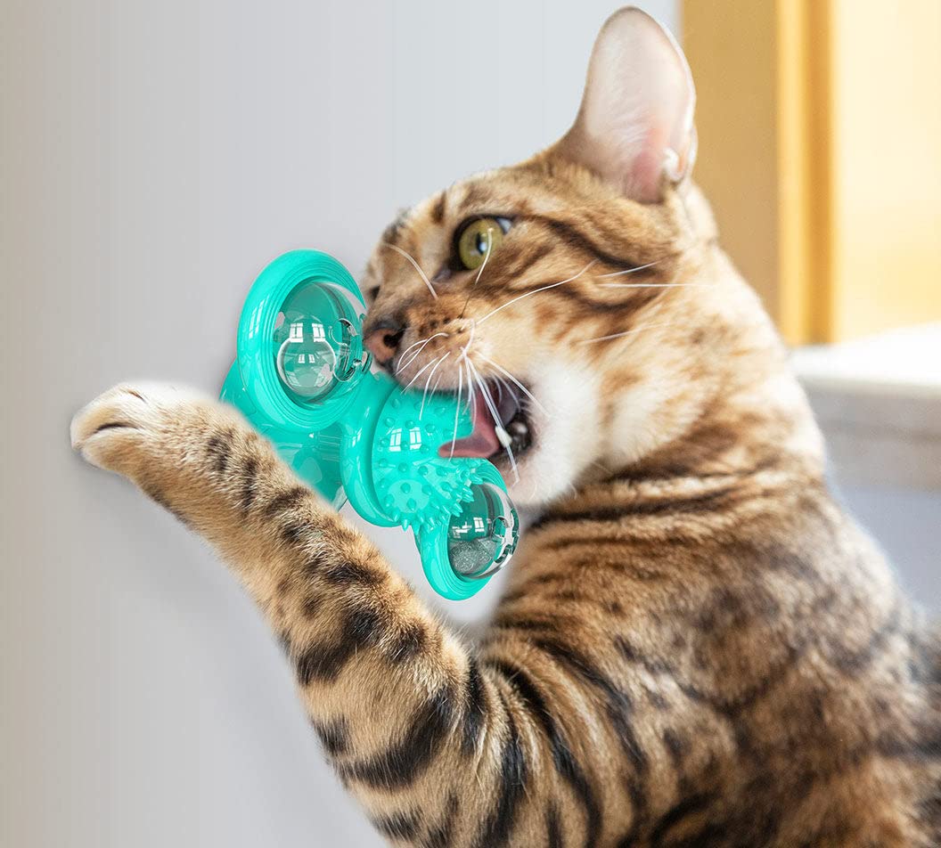 Pet Life  'Windmill' Rotating Suction Cup Spinning Cat Toy
