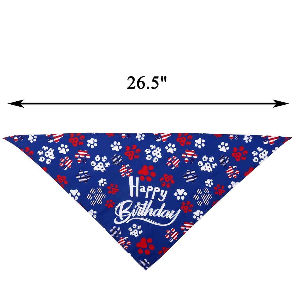 Dog Birthday Bandana With Party Hat Bow Pet Birthday Set Triangle Scarf Supplies Blue For Boy Puppy