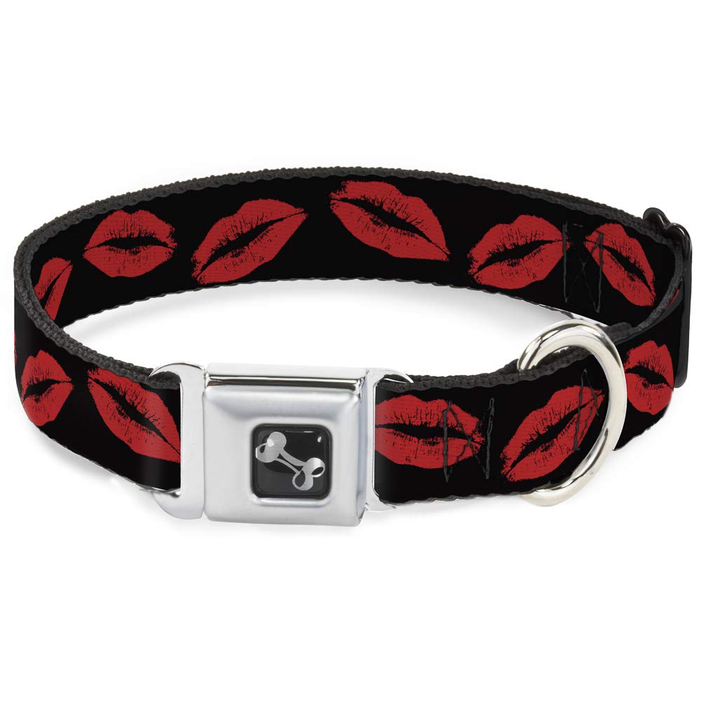 Buckle-Down Seatbelt Buckle Dog Collar - Kisses - 1 Wide - Fits 11-17 Neck - Medium