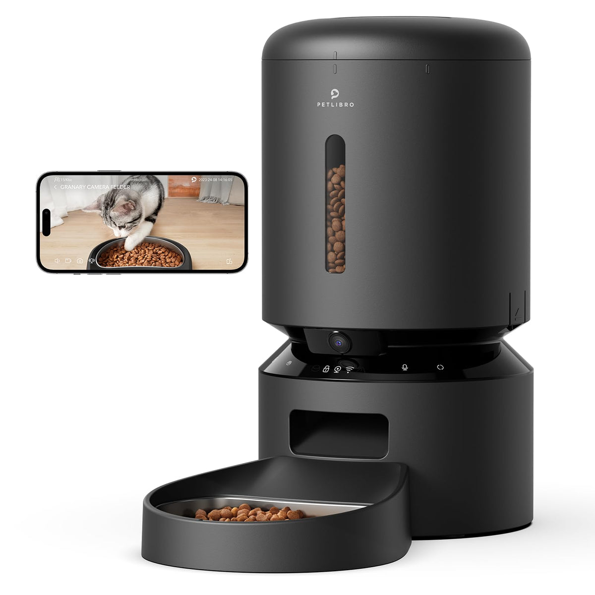 Petlibro Automatic Cat Feeder With Camera, 1080P Hd Video With Night Vision, 5G Wifi Pet Feeder With 2-Way Audio, Low Food & Blo