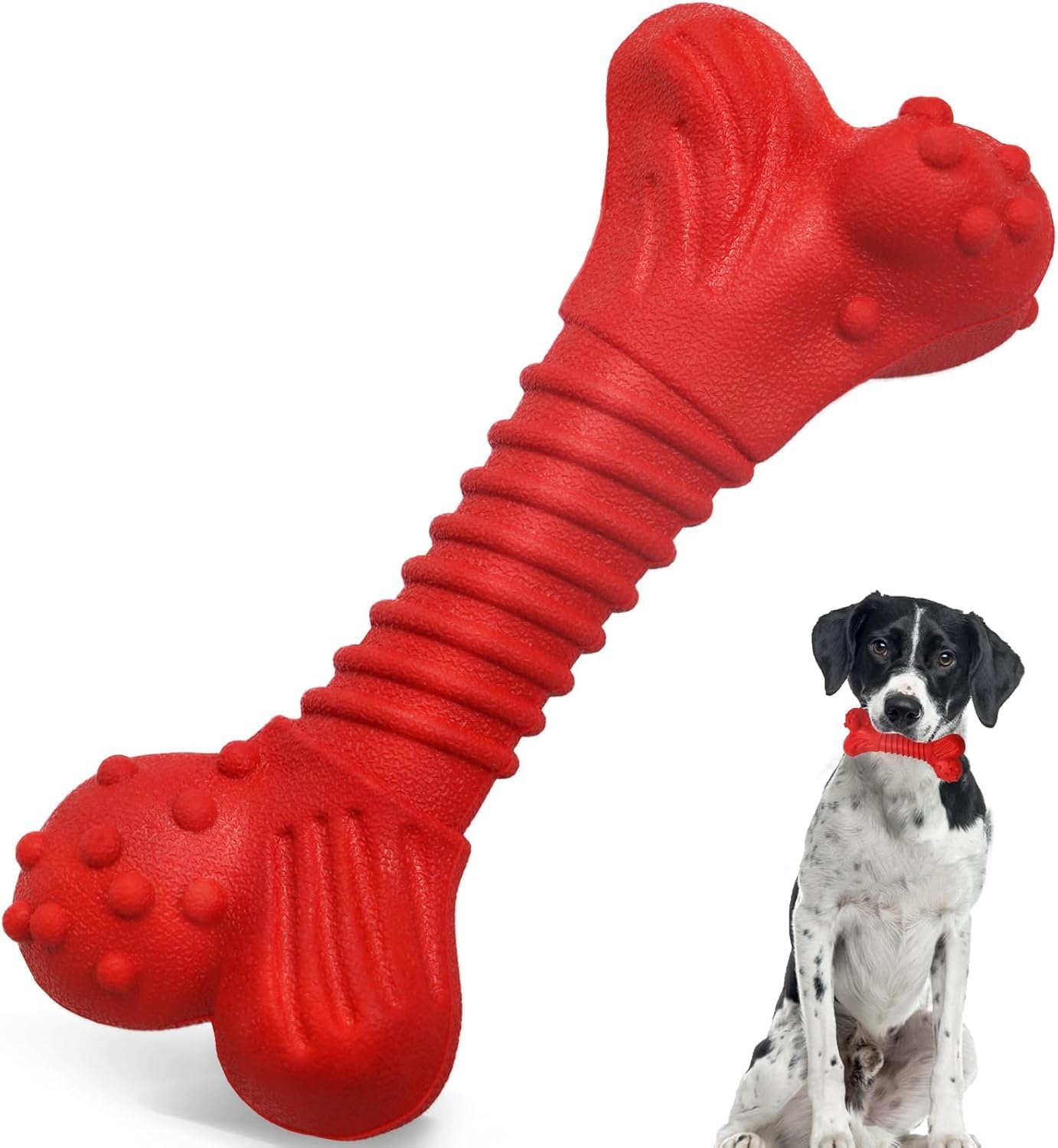 Doudele Dog Toys for Aggressive Chewers, Dog Toys for Medium Large Dogs, Natural Rubber Dog Chew Toys with Beef Flavor, Indestru