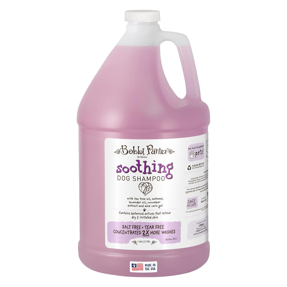 Bobbi Panter Soothing Dog Shampoo, Heals & Soothes Irritated Skin, Lavender Scent - 30:1 Concentrated Formula, Made In The Usa, Trusted By Professional Groomers, 1 Gal.