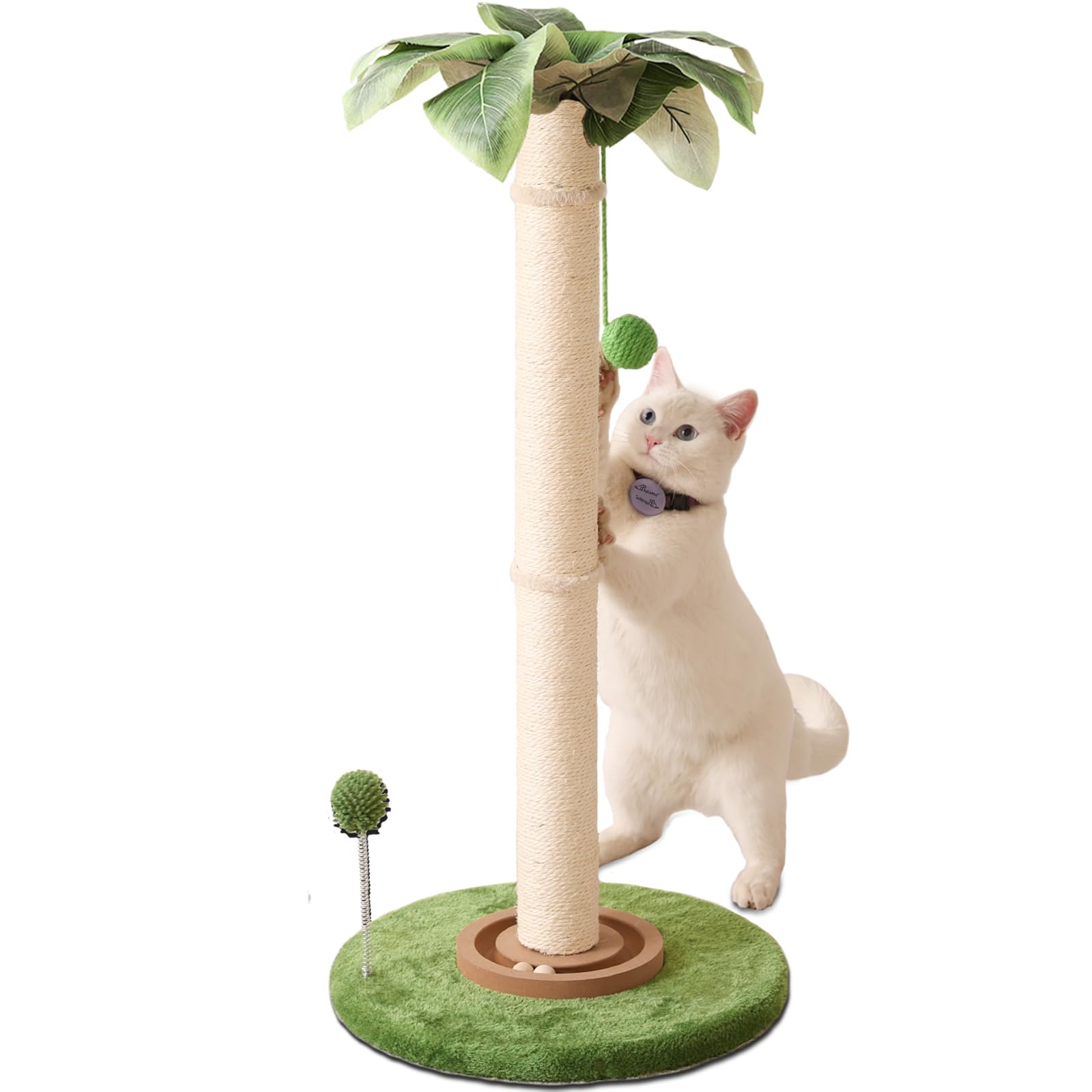 Aplatho Tall Cat Scratching Post For Kitten Large Cats, Sturdy Cat Scratching Post Cute With Ball Track