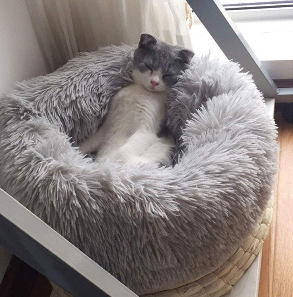 Bodiseint Modern Soft Plush Round Pet Bed For Cats Or Small Dogs, Mini Medium Sized Dog Cat Bed Self Warming Autumn Winter Indoo