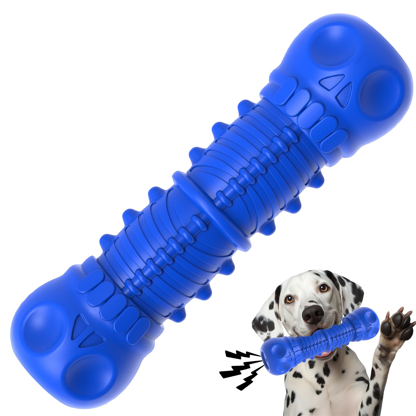 Zikaton Dog Squeaky Toys For Aggressive Chewers, Durable Dog Chew Toys For Large Medium Breed Dog, Dog Toys, Tough Durable Dogs Toys With Natural Rubber (Bule 0, For Small Dogs)