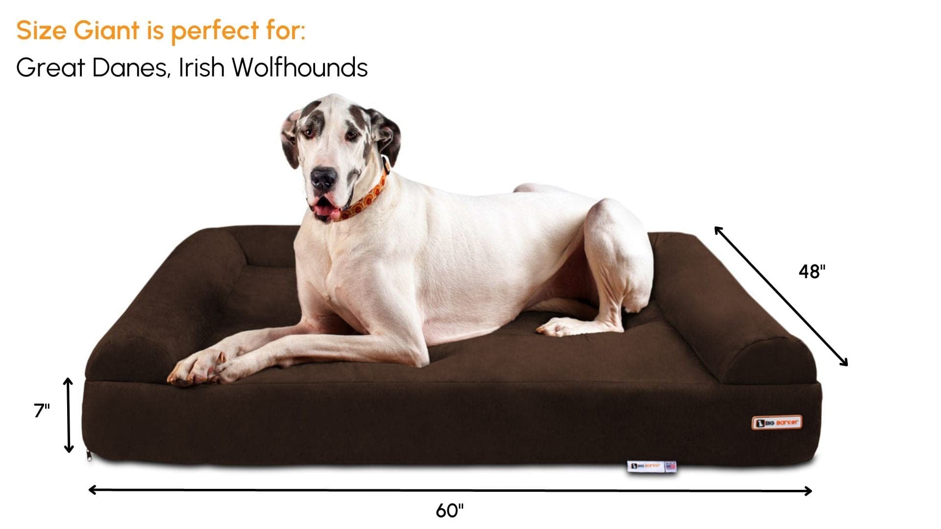 Barker Beds Giant Dog Sofa Bed (Giant, Chocolate) - 7 Thick Soft & Comfortable Orthopedic Cushion - Durable Xxl Large Dog Bed