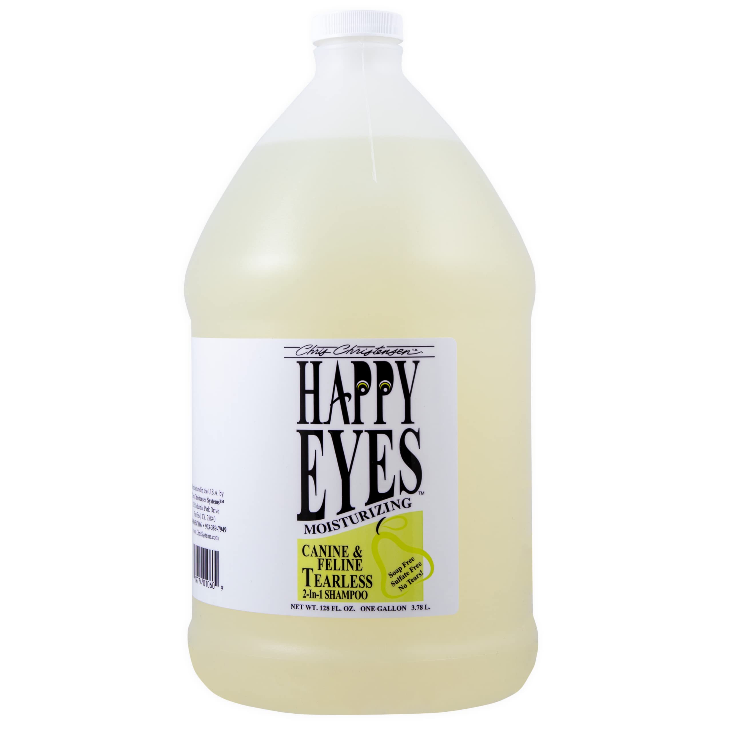 Chris Christensen Happy Eyes Ultra Concentrated Tearless Dog Shampoo, Makes Up To 5 Bottles, Groom Like A Professional, Hypo-Allergenic, Sulfate Free, No Tears, All Coat Types, Made In Usa (Gallon)