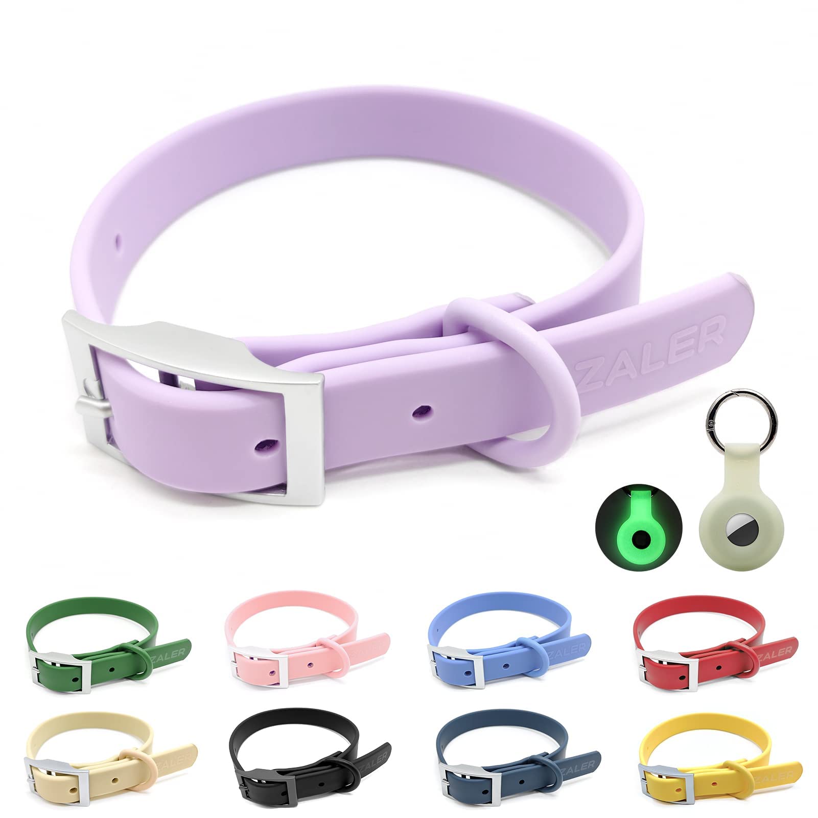 Zaler Waterproof Dog Collar, Adjustable Stinkproof Dog Collars Easy To Clean, Soft Comfortable Pet Collars For Large, Medium Small Dogs (Lilac Purple, M(Length:11.4''-15.4''; Width:0.75''))
